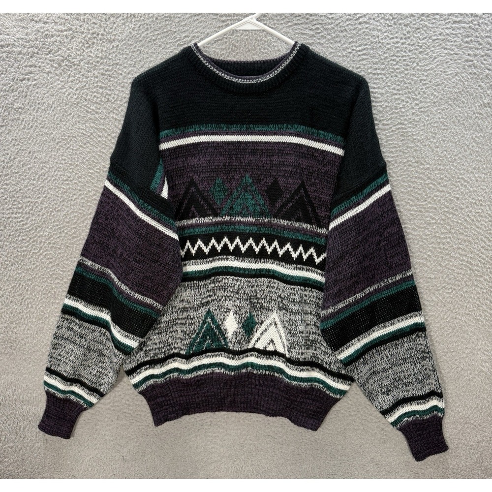 Vintage Sir William Sweater Adult XL Gray Geometric Grandpa Old Money 90s Y2K